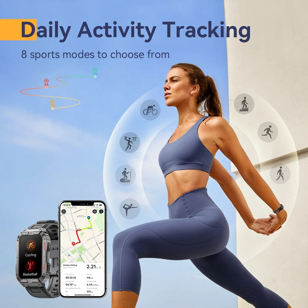 Smart Watch, Answer and Make Phone Calls,Ip68 Waterproof Sports Smart Watch for Men, Black