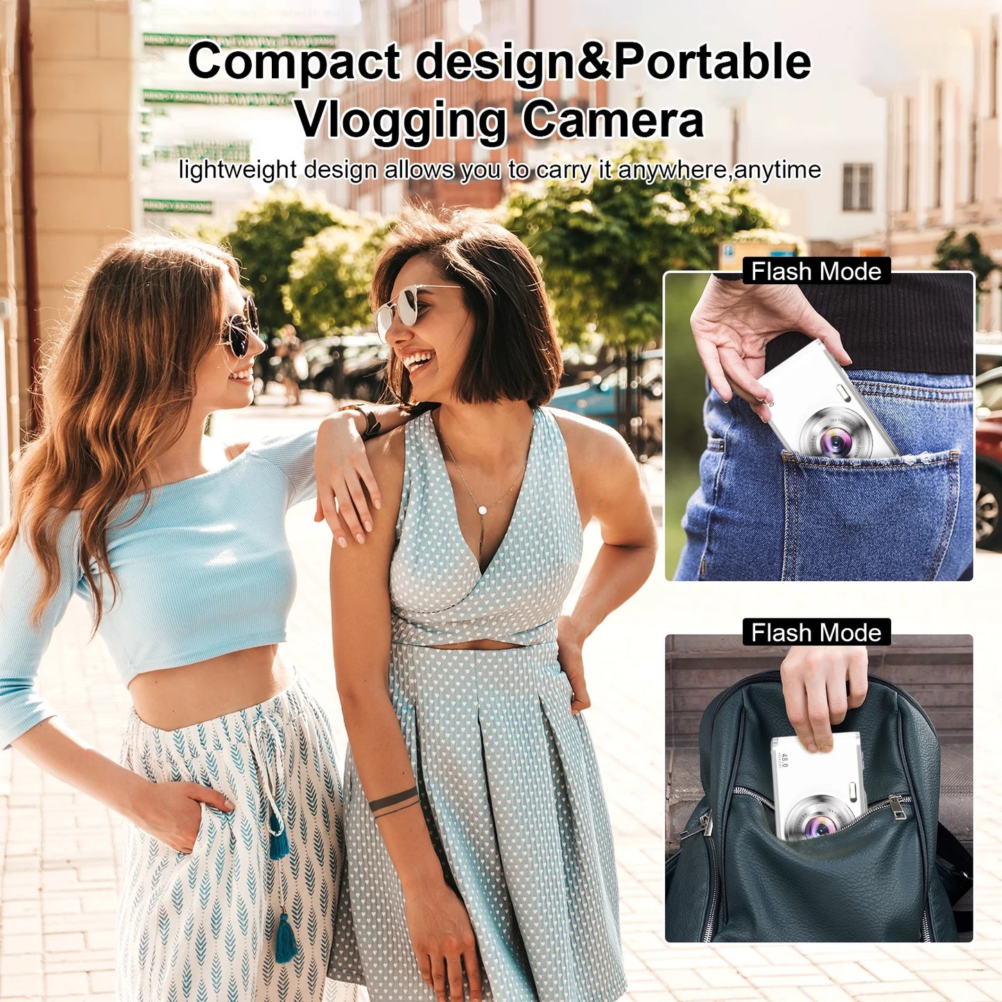 4K Digital Camera with Autofocus Front and Rear Cameras with 32GB Card 48MP Vlogging Camera for Youtube,White