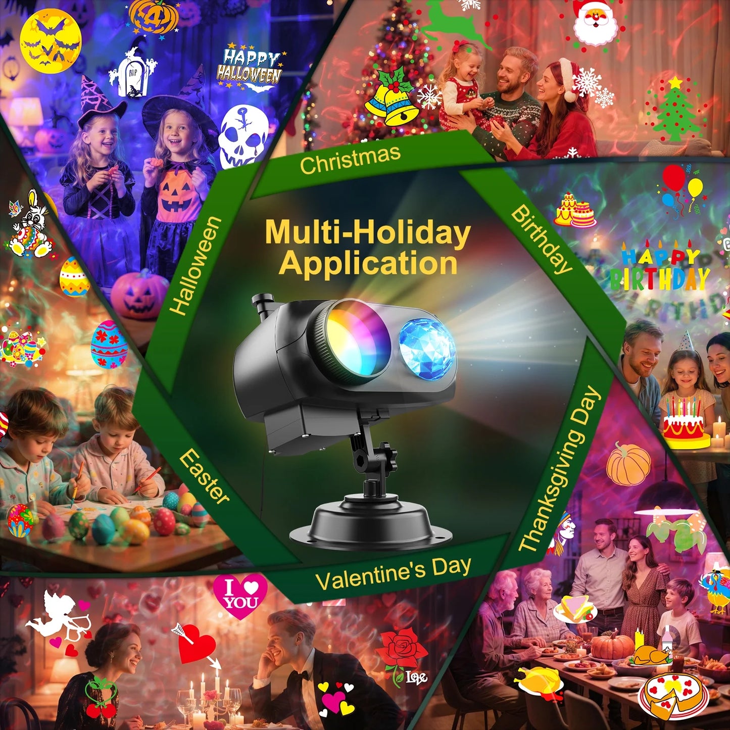 Christmas Decorations Projector Lights, Brighter Christmas Projector Outdoor/Indoor, 10 HD Slides (3D Ocean Wave & Patterns), Holiday Projector Home Party Light Landscape