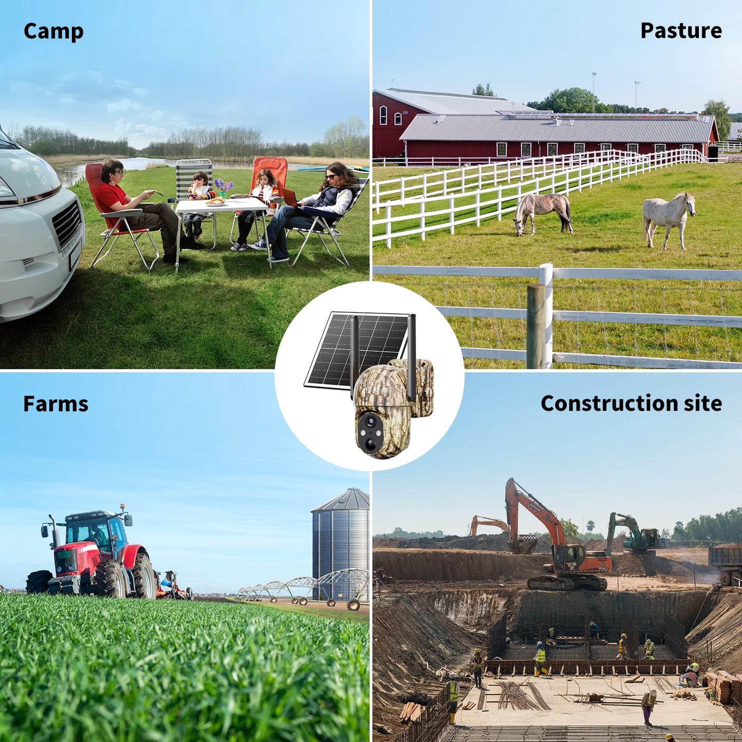 4G LTE Solar Cellular Trail Camera, 2K HD Wildlife Deer Game Hunting Camera with Color Night Vision, PIR Motion Detection, 360° PTZ View, Outdoor Security