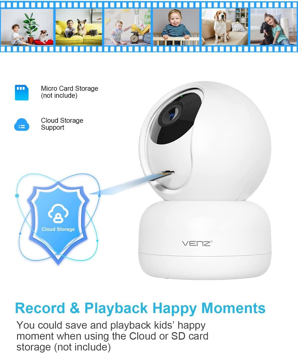 Indoor Camera,1080P Home Security Camera,360° PTZ Baby Monitor with Camera and Audio,2.4G Wifi Pet Dog Camera with Phone App,Smart inside Cameras for House