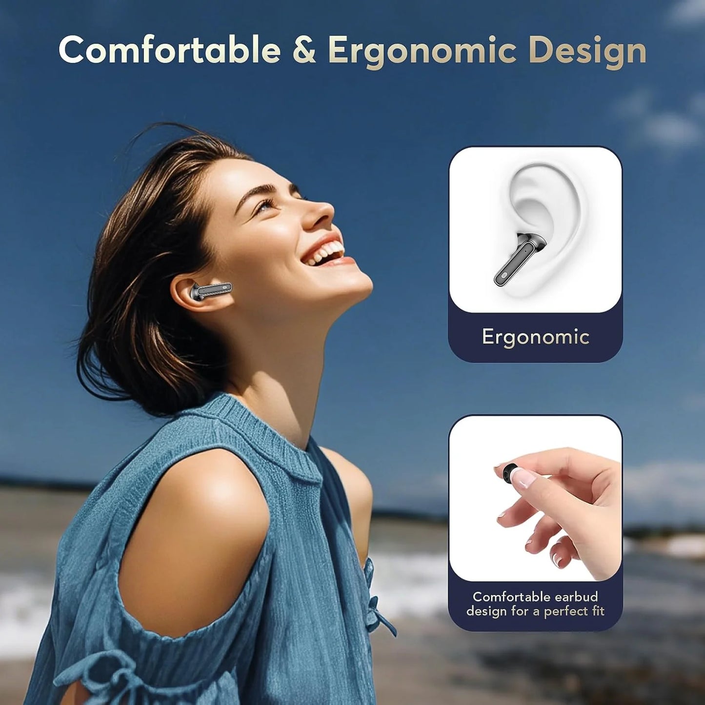 Wireless Earbud, 5.4 Bluetooth Headphones in Ear Stereo Bass Earphones Noise Cancelling Earbuds 36H Dual Mic Call, LED Display IP7 Waterproof Sport Headset for Android Ios