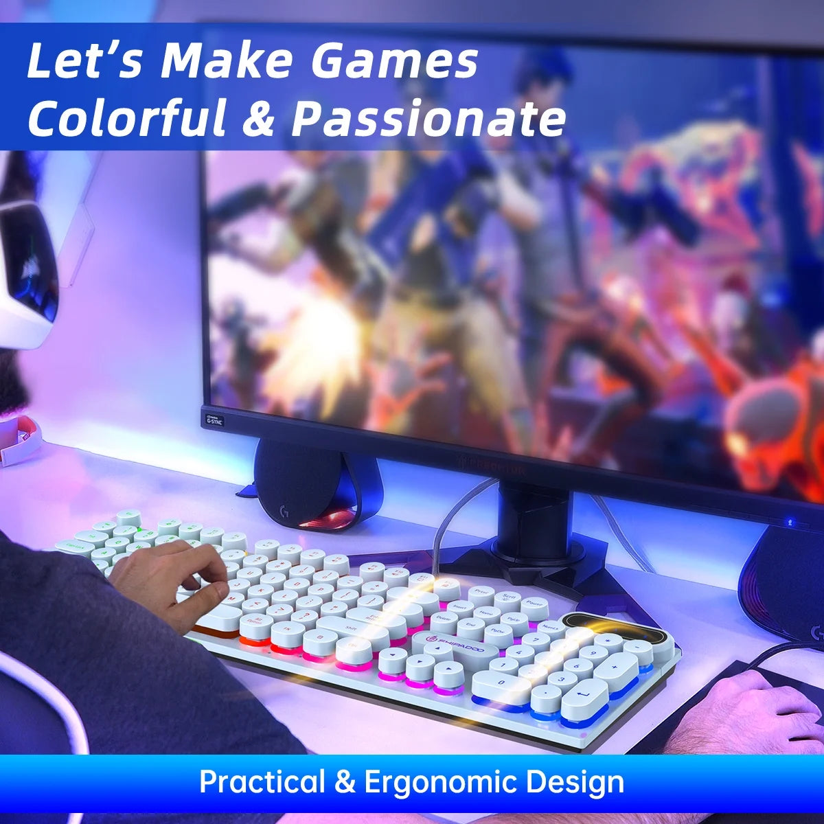 Wired Keyboard & Mouse Combo, Retro Punk RGB Backlit Gaming Keyboard and Mouse W/Multimedia and Shortcut Keys, PC Gaming Keyboard, Office Keyboard for Working or Primer Gaming, Office Device, Blue