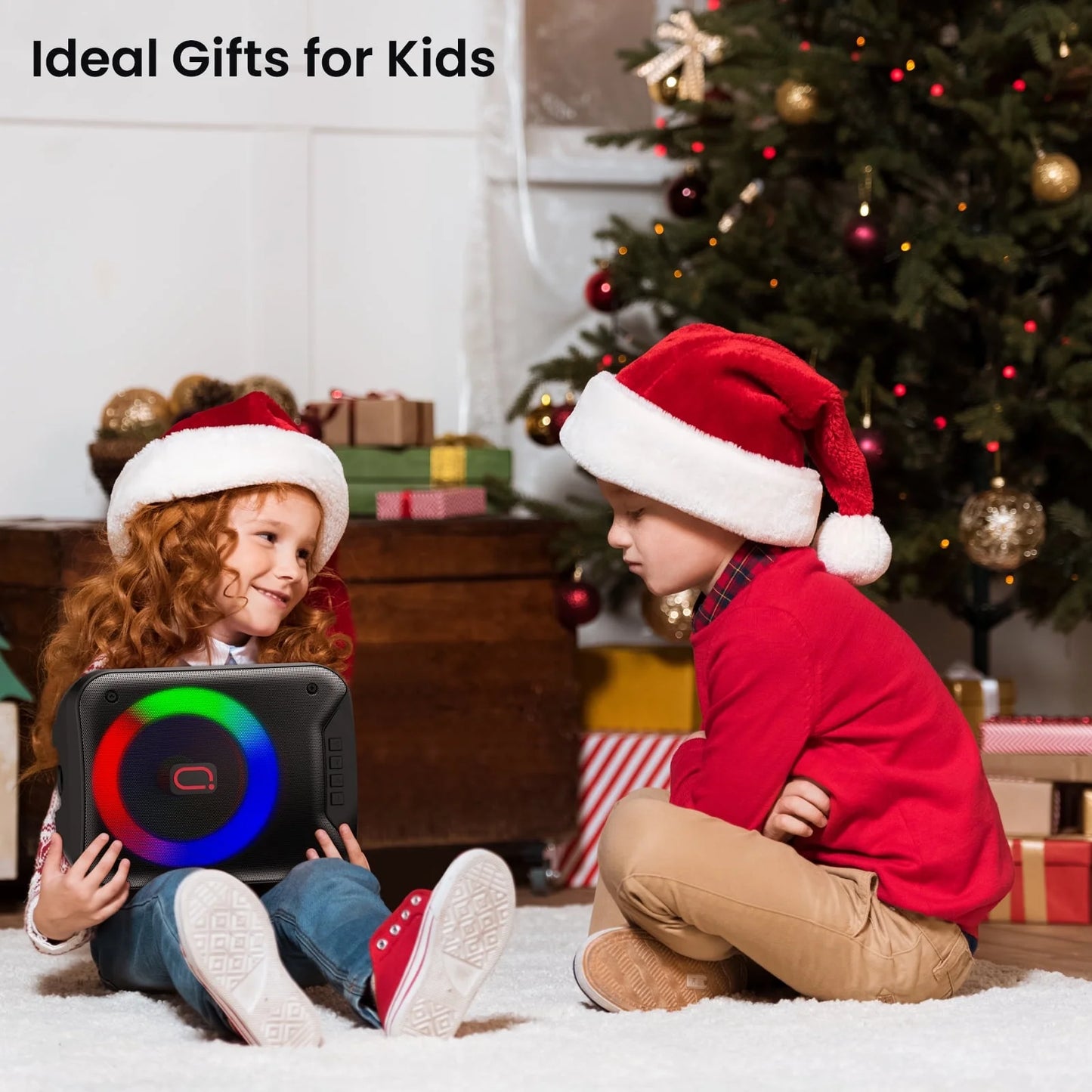 Bluetooth Speaker, Portable Wireless Speaker with Microphone & LED Light, Outdoor Party Speaker, D18