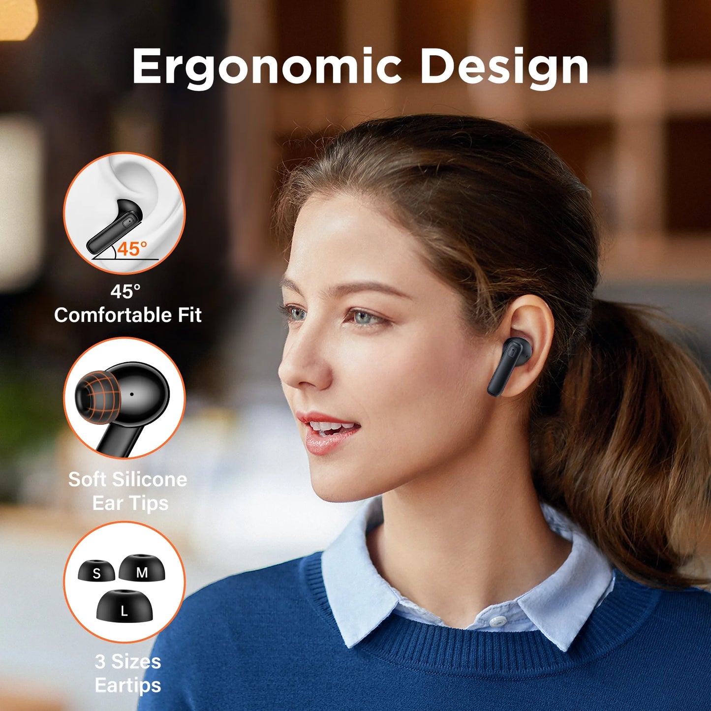 A11 Wireless Earbuds, Bluetooth 5.4 Earbuds Hi-Fi Stereo Bass 68H Playback LED Power Display Earphones with Mic IPX7 Waterproof In-Ear Earphones for TV Smart Phone Laptop Computer Sports