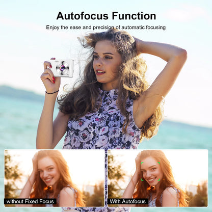 4K Digital Camera with Autofocus Front and Rear Cameras with 32GB Card 48MP Vlogging Camera for Youtube,White