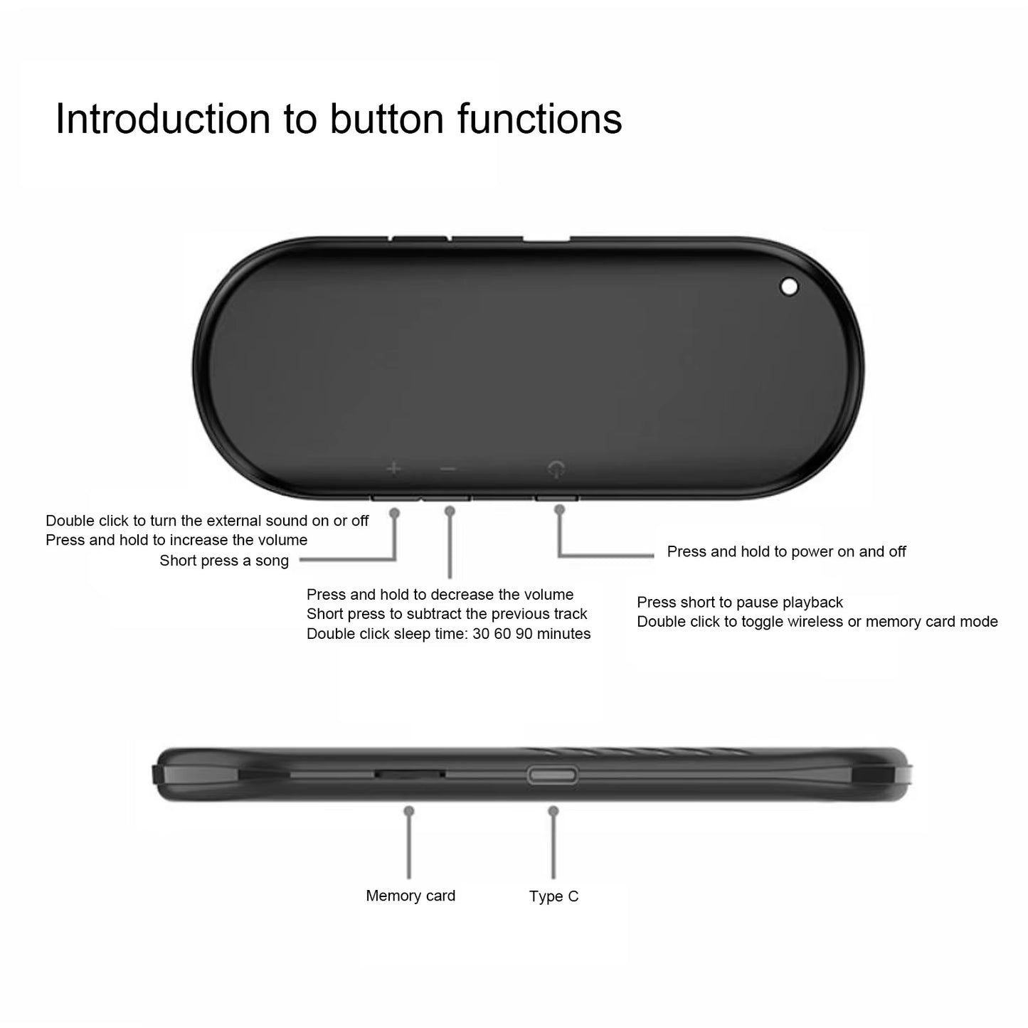 Pillow Speaker under Pillow Speaker Multifunction Stereo Deep Bass Mini Bluetooth Conduction Speaker for Sleeping Mini Speaker