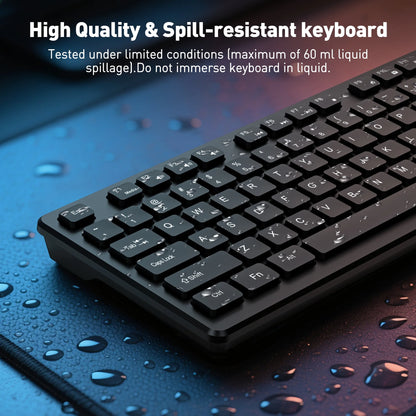 Wireless Keyboard and Mouse Combo - Ergonomic Silent Design, 12 Shortcut Keys, 2.4Ghz Full-Sized for Windows/Mac/Pc/Laptop, Black