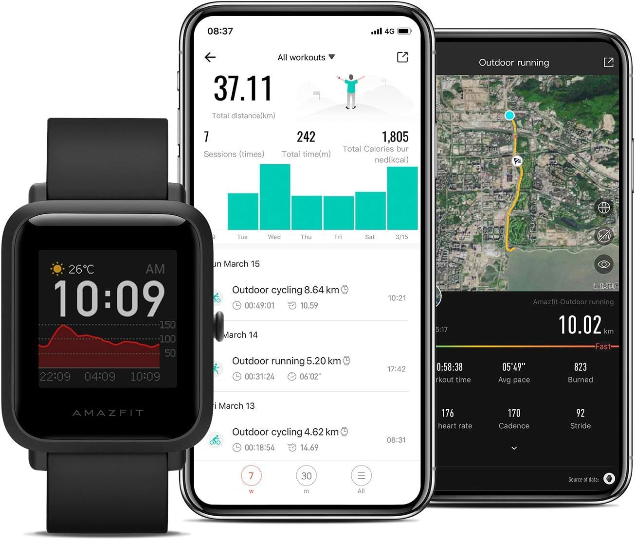 Bip U Pro Smart Watch with Alexa Built-In for Men Women, GPS Fitness Tracker with 60+ Sport Modes, Blood Oxygen Heart Rate Sleep Monitor, 5 ATM Water Resistant, for Iphone Android(Black)