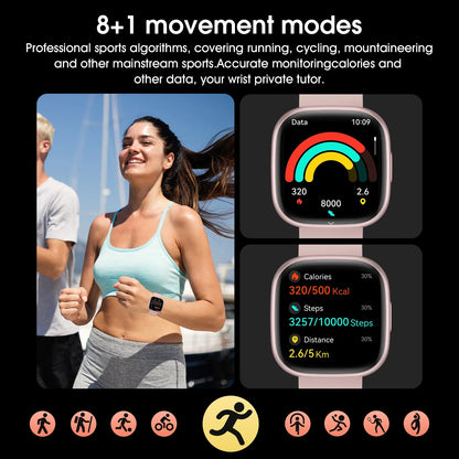 2025 Women'S Smartwatch, 1.72 Inch, Sports Tracker for Men and Women, Answer / Make Calls / Multiple Sports Modes / Information Reminders, Ip67 Waterproof Fitness Tracker for Android(Black)