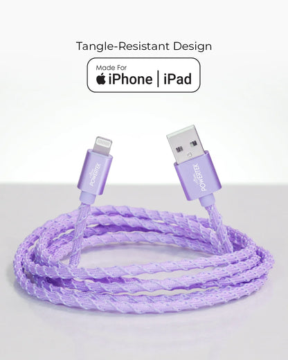 Ipad & Iphone Charger Cable, Fast Charging 6Ft MFI Certified Lightning to USB Cord, Twizzler Purple
