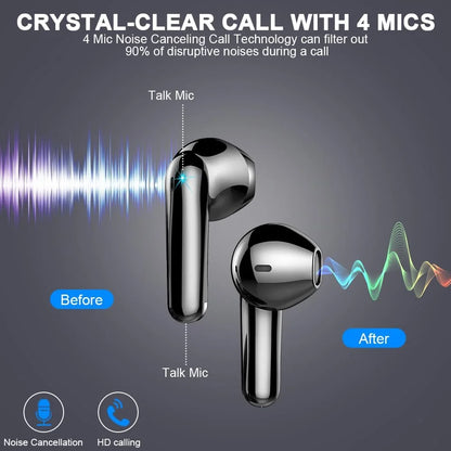 Wireless Earbuds, Bluetooth Headset with Microphone Touch Control , Bluetooth Headphones V5.3 with Wireless Charging Case & LED Power Display, High-Fidelity Stereo Earphones for Sports and Work