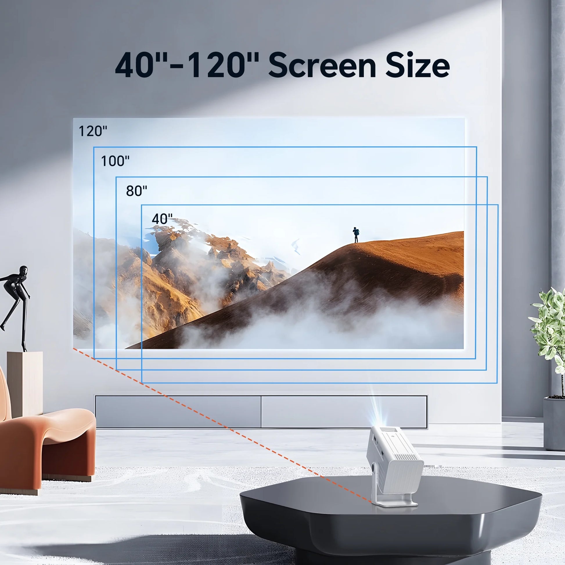 Mini Projector 1080P Support Portable Movie Projector for Indoor & Outdoor Projection Compatible with TV Stick/Hdmi