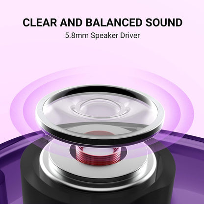 SOCL500TWS Wireless Earbuds with Pumping Bass, Type-C Charging Case 26H Playtime, Bluetooth 5.0, Secure Fit, Waterproof, Noise Isolation, One Step Pairing for Gym - Sunset Violet