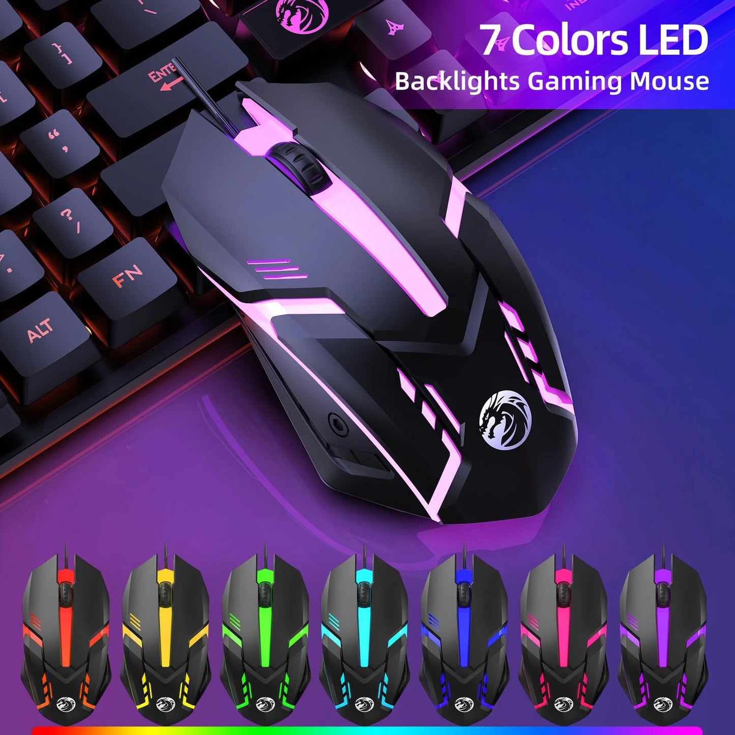 Wired Gaming Keyboard and Mouse Combo,Rgb Backlit Mechanical Feel Gaming Keyboard Mouse Set with 104 Keys,Usb Wired,Rgb Lights for Windows PC Gamers Desktop Computer Laptop