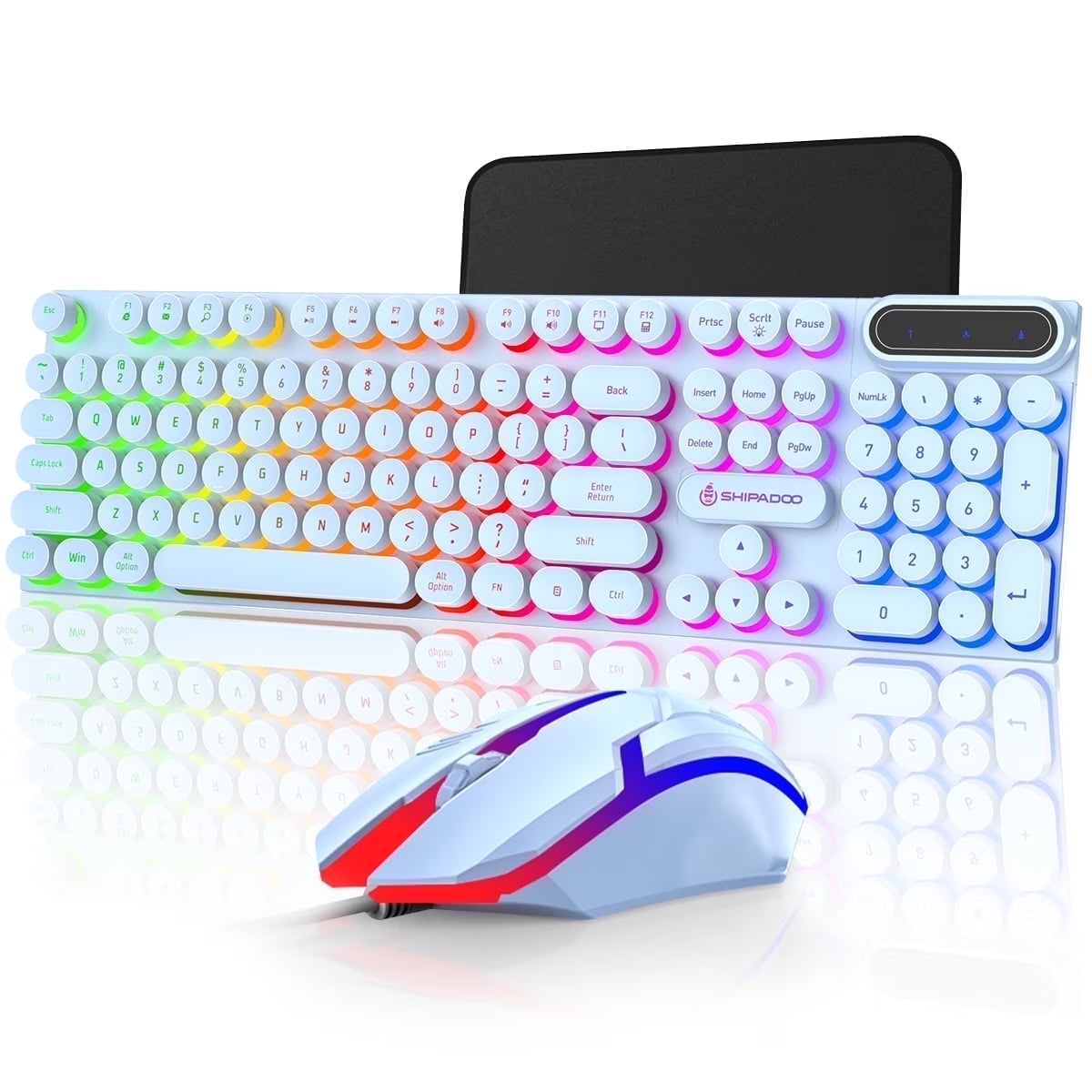 Wired Keyboard & Mouse Combo, Retro Punk RGB Backlit Gaming Keyboard and Mouse W/Multimedia and Shortcut Keys, PC Gaming Keyboard, Office Keyboard for Working or Primer Gaming, Office Device, Blue
