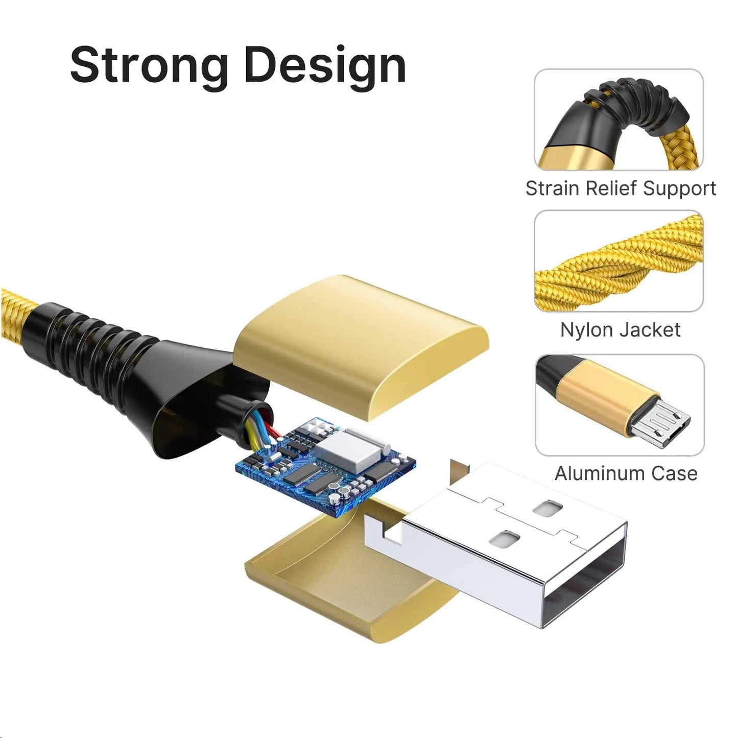 Micro USB Cable, 3Pack 10FT Android Charger Cable Long Braided Fast Charging Cable Compatible with Samsung Galaxy S7 S6 S5