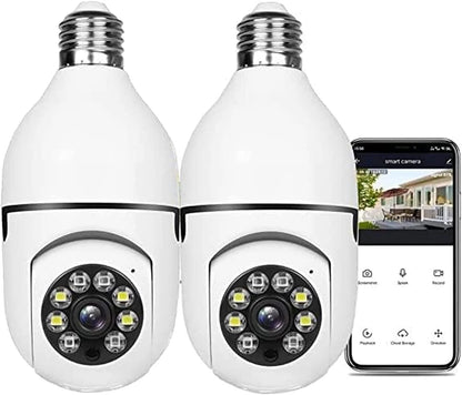 Light Bulb Camera, 2 Pack 5G Wireless Wifi Security Camera 1080P,Wifi Smart 360 Surveillance Camera for Indoor and Outdoor, Light Socket Camera with Real-Time Motion Detection,Night Vision