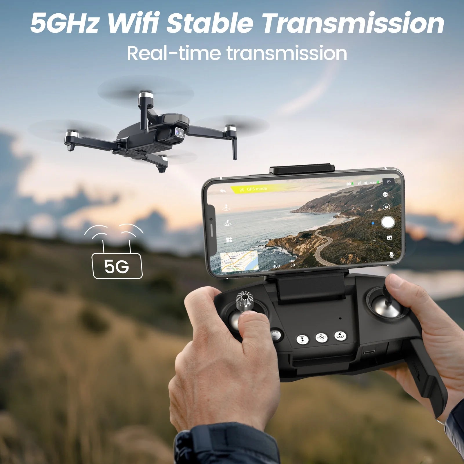 WF31 Drones with Camera for Adults 4K, GPS Foldable Quadcopter, 50 Min Flight Time, Black