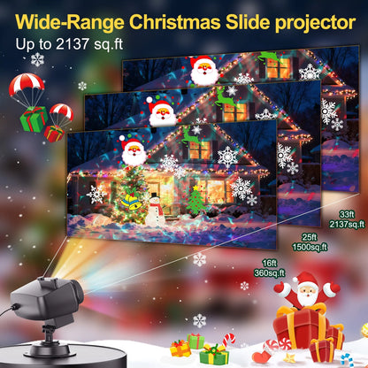 Christmas Decorations Projector Lights, Brighter Christmas Projector Outdoor/Indoor, 10 HD Slides (3D Ocean Wave & Patterns), Holiday Projector Home Party Light Landscape