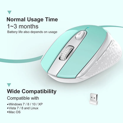 Computer Mouse Wireless,  2.4G Ergonomic Optical Mouse, Computer Mouse for Laptop, PC, Computer, Chromebook, Notebook, Auto-Sleep Mode, USB Receiver, 6 Buttons, 3 Adjustment DPI, Blue