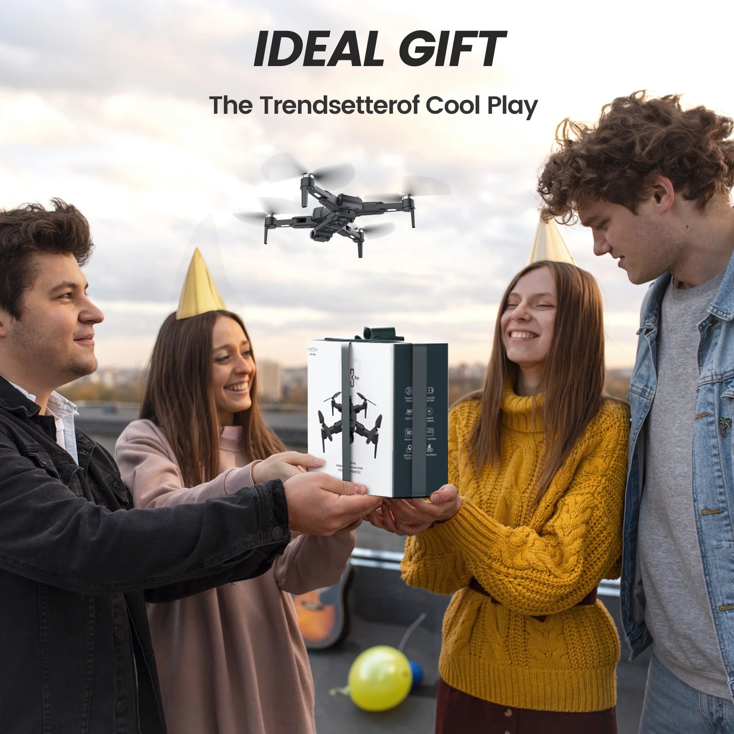 B3-PRO GPS Foldable Drone with 4K HD Camera for Adults, Brushless Motor, 2 Batteries, Black