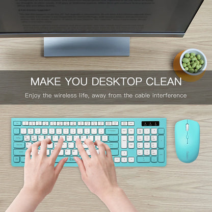 Wireless Keyboard and Mouse Combo for Windows, 2.4 Ghz Wireless, 12 Multimedia and Shortcut Keys, 3-Year Battery Life, for PC, Laptop(Blue)