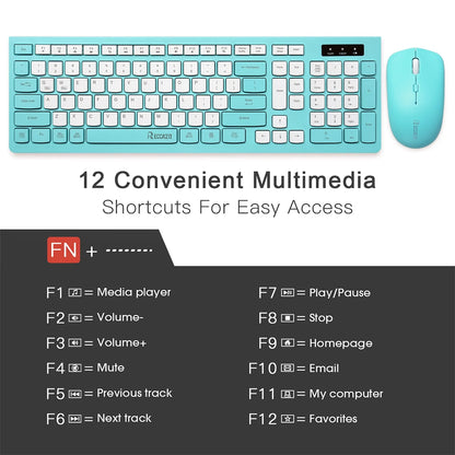 Wireless Keyboard and Mouse Combo for Windows, 2.4 Ghz Wireless, 12 Multimedia and Shortcut Keys, 3-Year Battery Life, for PC, Laptop(Blue)