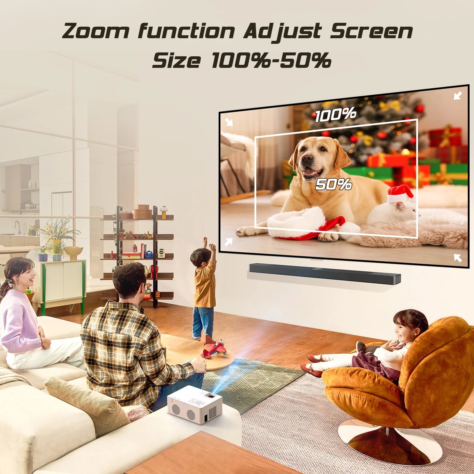 Mini Projector with Wifi and Bluetooth, 9500LM Portable Home Theater Projector with Screen ,1080P 250"Display Supported