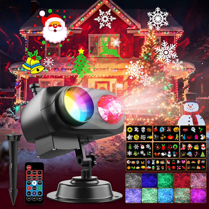 Christmas Decorations Projector Lights, Brighter Christmas Projector Outdoor/Indoor, 10 HD Slides (3D Ocean Wave & Patterns), Holiday Projector Home Party Light Landscape