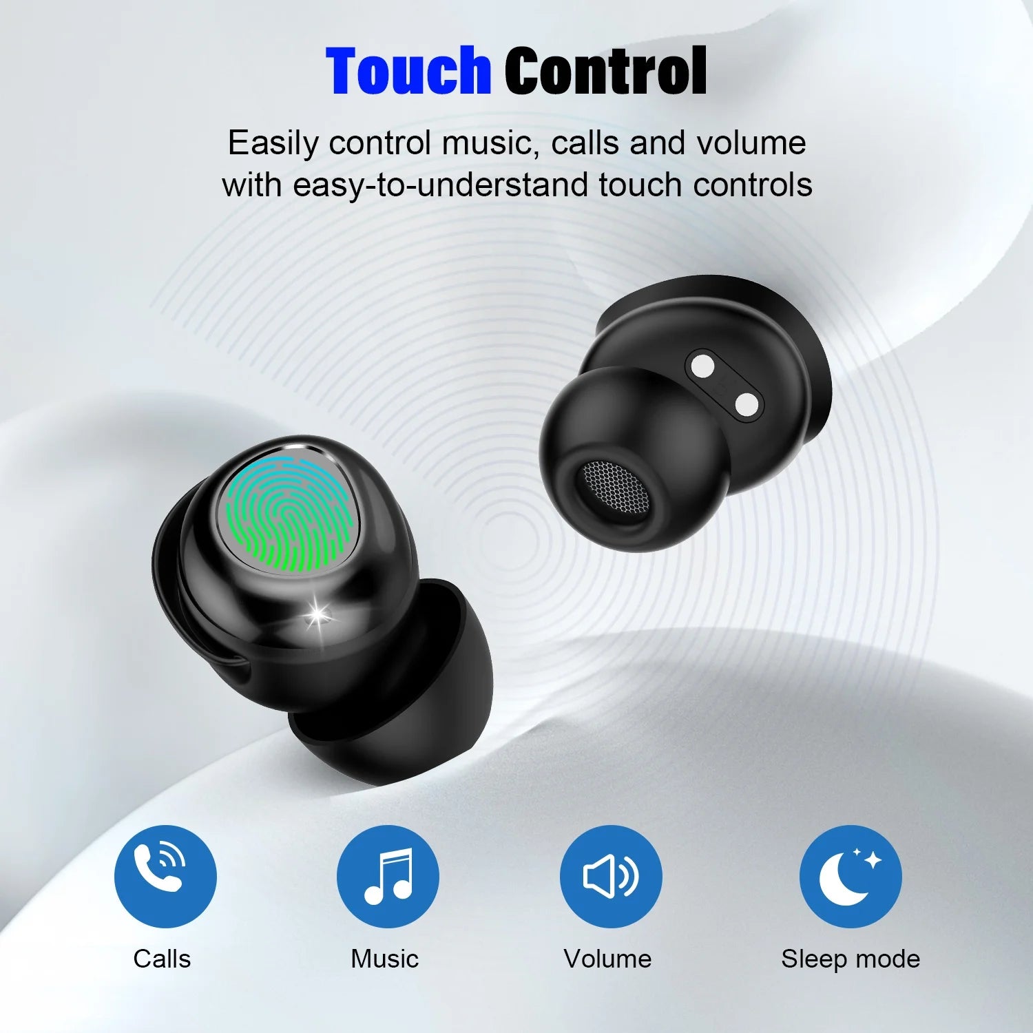 Sleep Earbuds, Noise Cancelling Wireless Ear Buds for Side Sleepers, Bluetooth 5.4 in Ear Light-Weight Mini Headphones, 47H Playtime Clear Calls Earphones for Sleeping, Exercising, Working, Hiking