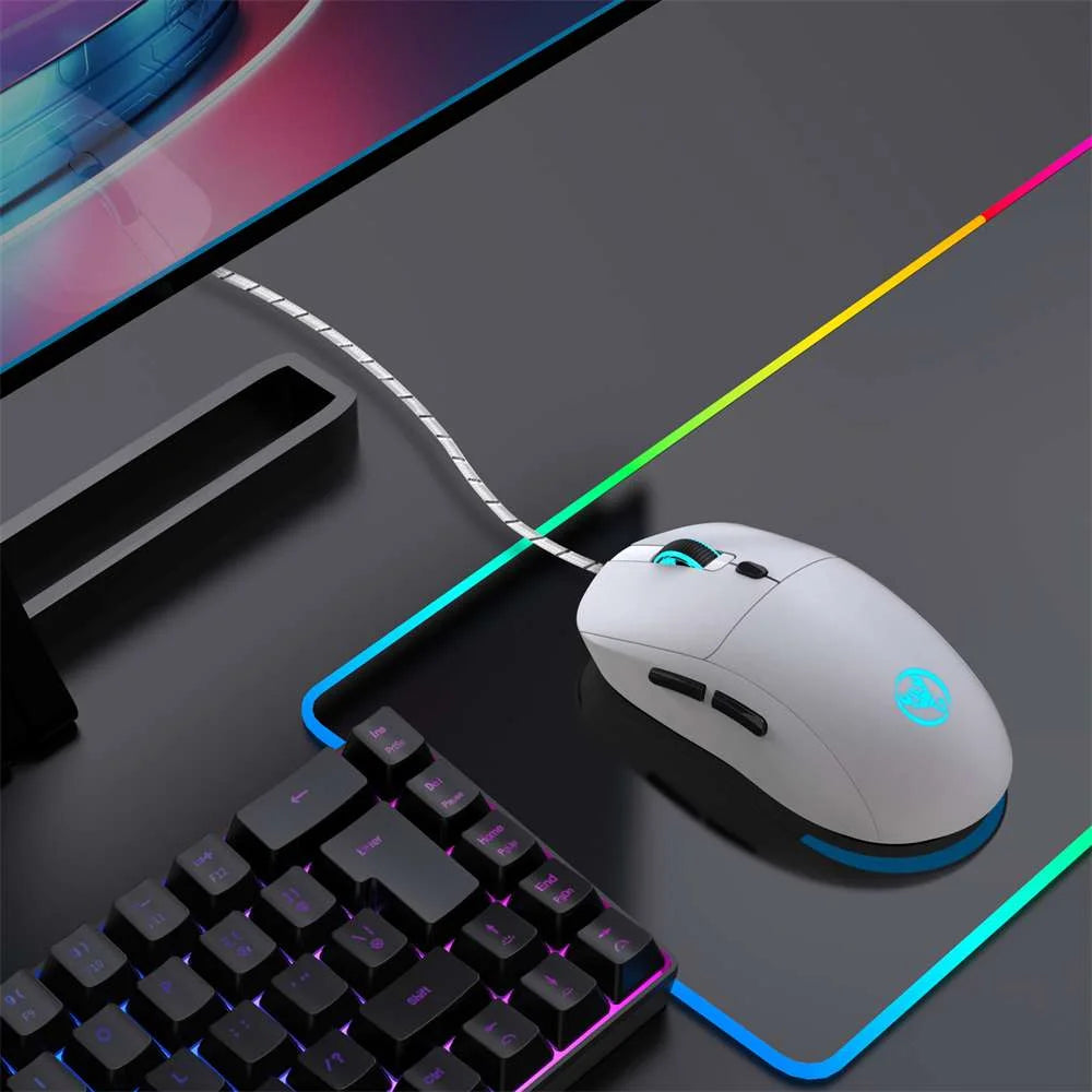 USB Wired Gaming Mouse,Usb Computer Mouse with 4 Adjustable DPI, RGB Backlit LED, Side Buttons, Ergonomic Design Mice for PC, Laptop, Windows, Mac, Vista, Linux, Gamer,White