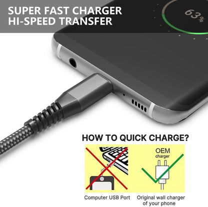 Micro USB Cable, 3Pack 10FT Android Charger Cable Long Braided Fast Charging Cable Compatible with Samsung Galaxy S7 S6 S5