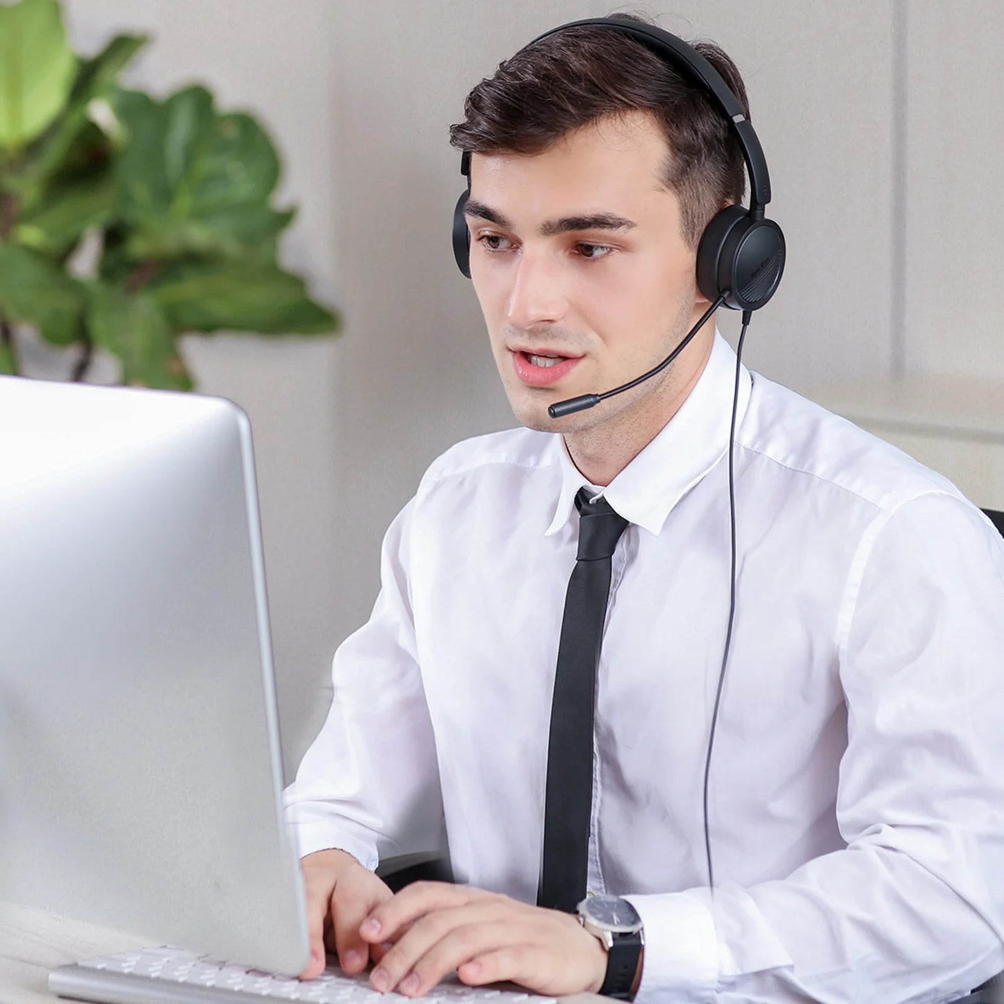 (2 Pack)  USB Office Computer Headset with In-Line Volume Control Noise Cancelling Microphone