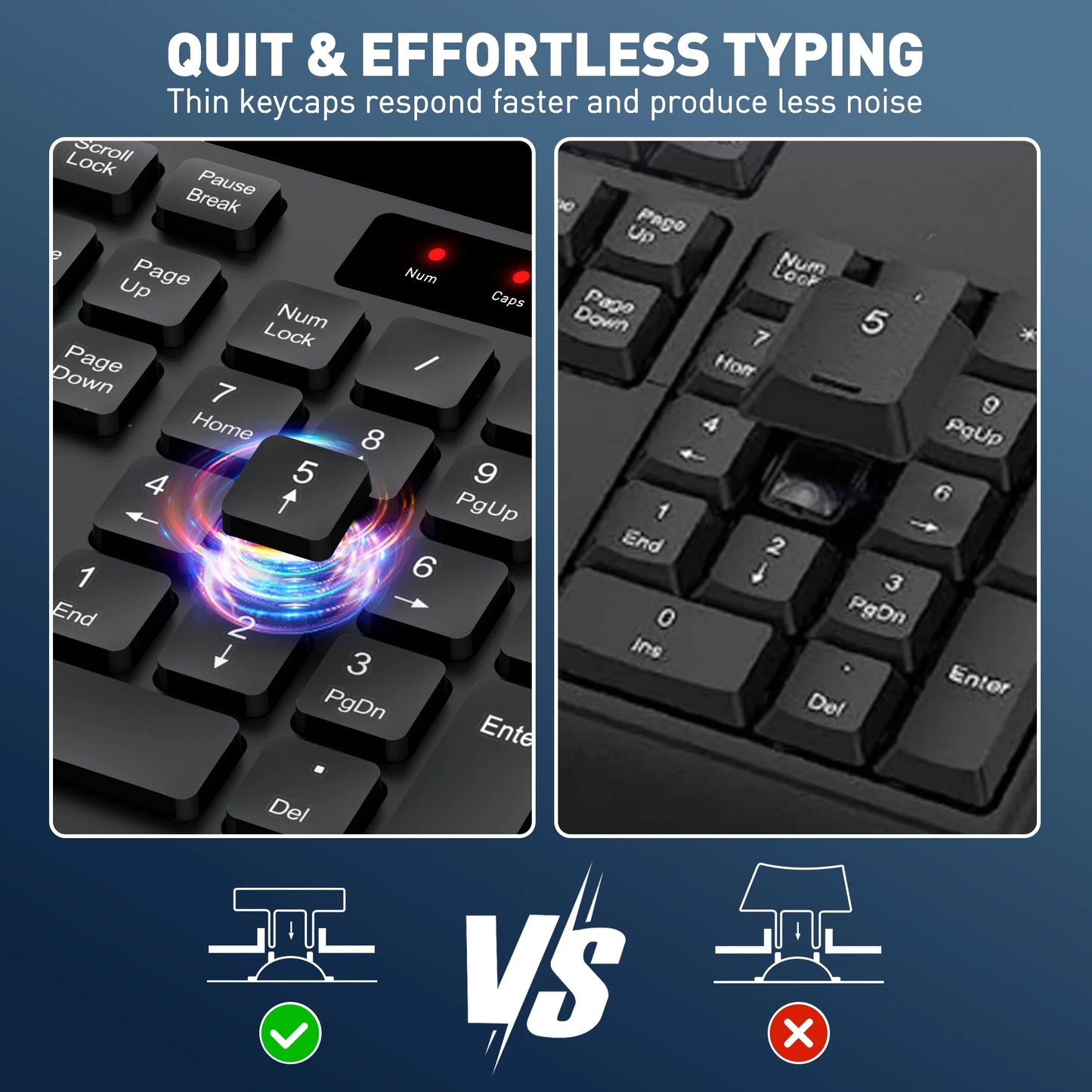 Wireless Keyboard and Mouse Combo - Ergonomic Silent Design, 12 Shortcut Keys, 2.4Ghz Full-Sized for Windows/Mac/Pc/Laptop, Black