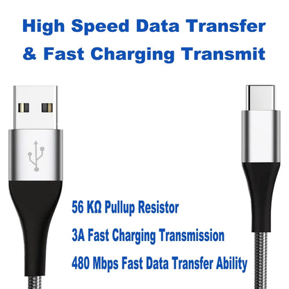 USB C Cable,  2-Pack, 6.6 Ft per Pack Nylon Braided USB a to Type C Charging Cable Fast Charge Cable for Samsung Galaxy S10 S10+ / Note 8, LG V20, Sony, Motorola and Other USB C Charger (Gray)