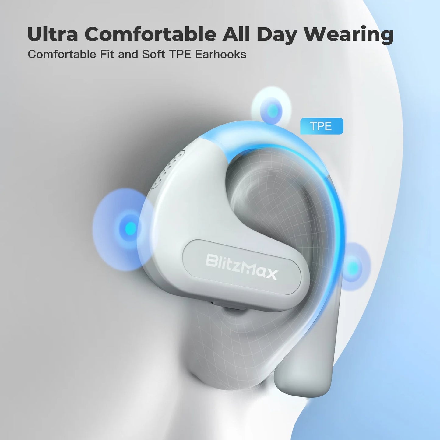 Open Ear Headphones Protect Your Ears, for Working, Running, Biking, Workout, IPX5 Waterproof Sports Headphones, Air Conduction Earbuds with Microphone, Bluetooth 5.3 Wireless Earphones