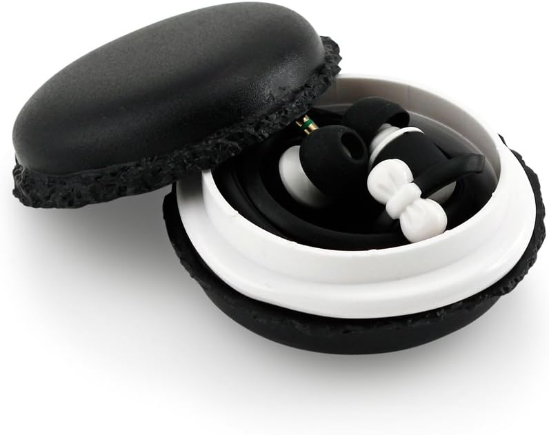 TM Cute 3.5Mm in Ear Earphones Earbuds Headset with Macaroon Ear Buds Organizer Box Case Compatible with Smart Phones PC MP3