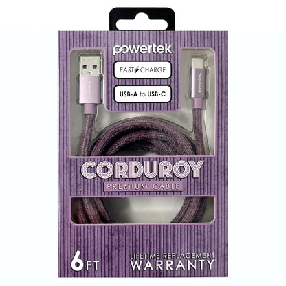 Powertek Corduroy USB-A to USB-C - Purple