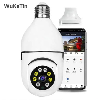 Wireless Security Camera,Wifi IP Camera 2.4Ghz E27 Light Bulb 1080P HD Security Monitor Cam with Infrared Night Vision,White