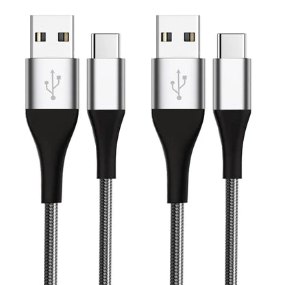 USB C Cable,  2-Pack, 6.6 Ft per Pack Nylon Braided USB a to Type C Charging Cable Fast Charge Cable for Samsung Galaxy S10 S10+ / Note 8, LG V20, Sony, Motorola and Other USB C Charger (Gray)
