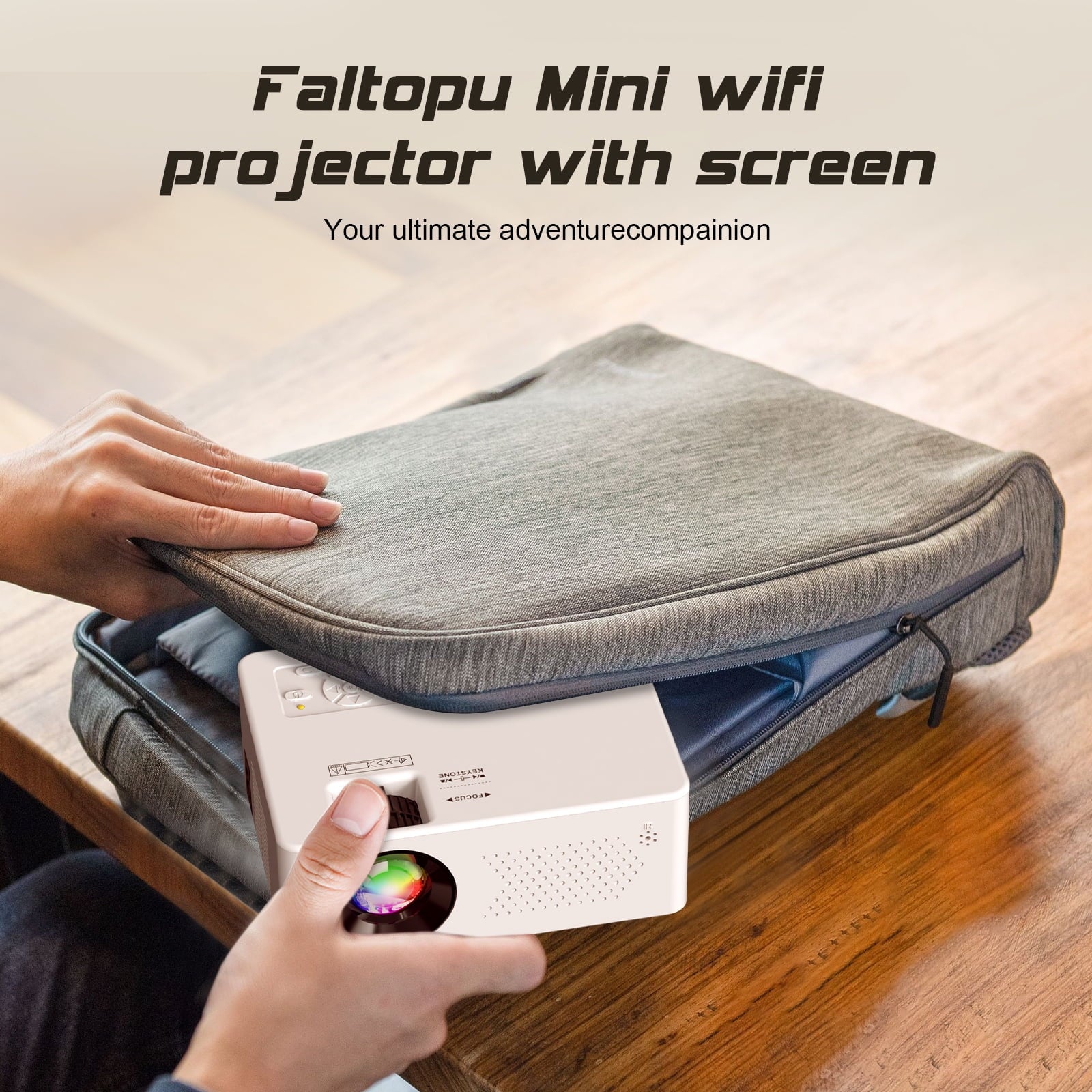 Mini Projector with Wifi and Bluetooth, 9500LM Portable Home Theater Projector with Screen ,1080P 250"Display Supported