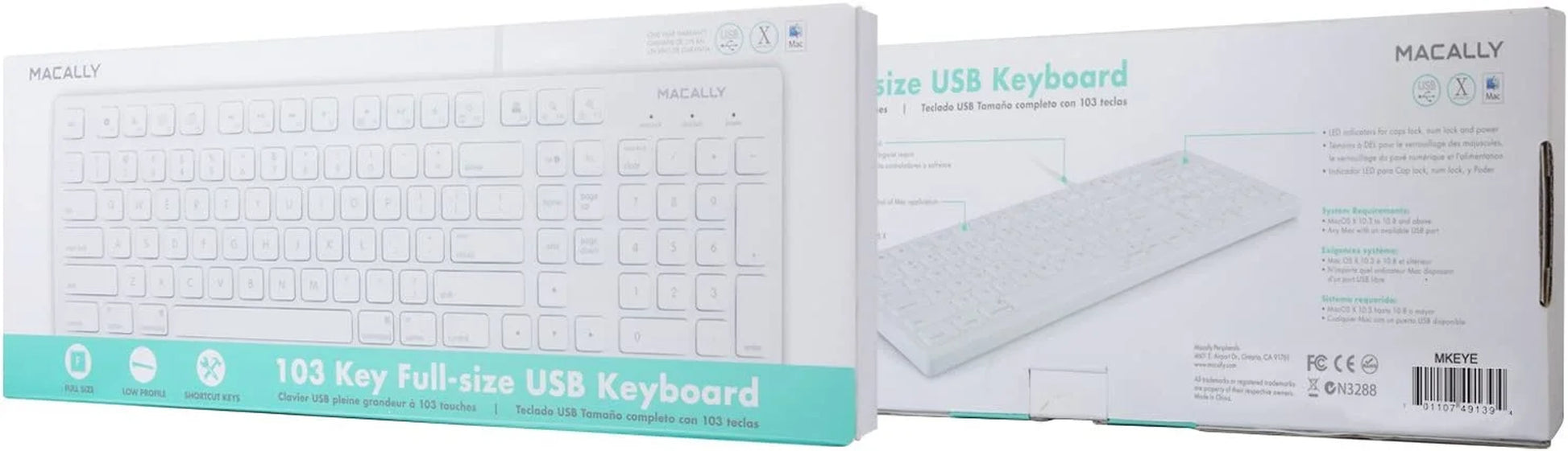 103 Key USB Keyboard with Short-Cut Keys, Full-Size, White