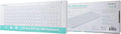 103 Key USB Keyboard with Short-Cut Keys, Full-Size, White