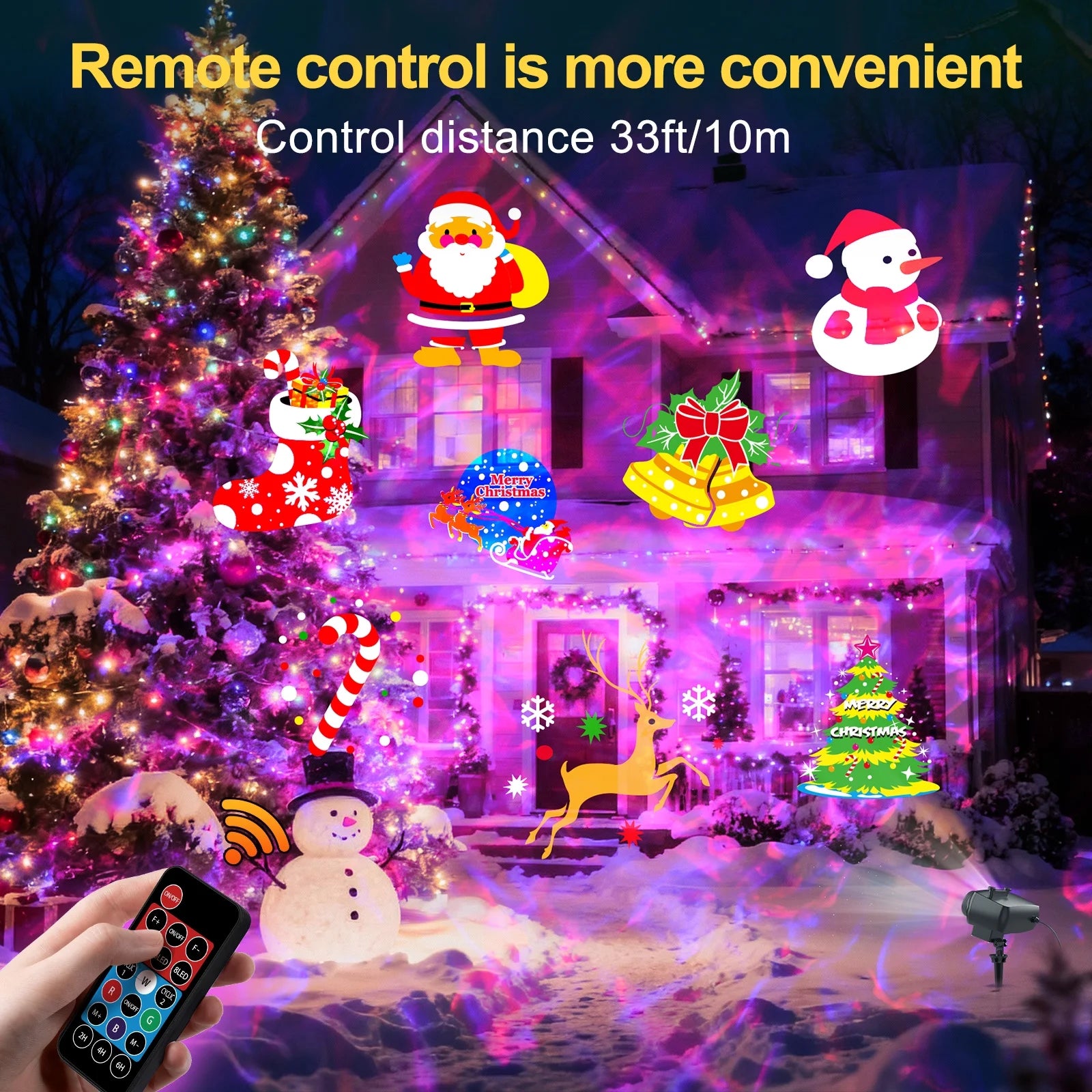 Christmas Decorations Projector Lights, Brighter Christmas Projector Outdoor/Indoor, 10 HD Slides (3D Ocean Wave & Patterns), Holiday Projector Home Party Light Landscape