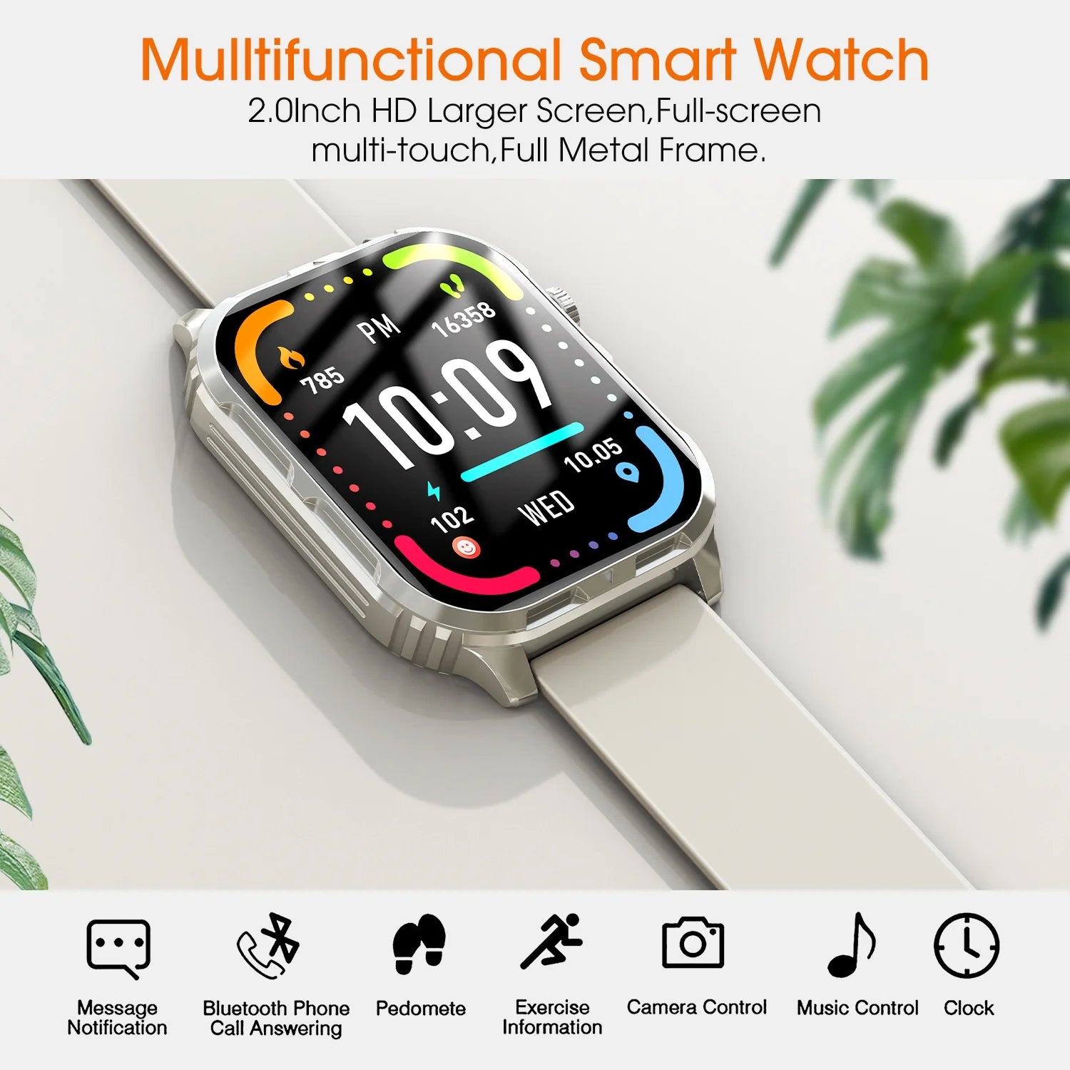 Smart Watch , H5 IP68 Waterproof Smartwatch for Women Men , Smart Watch with Bluetooth Call(Answer/Make Calls), Beige