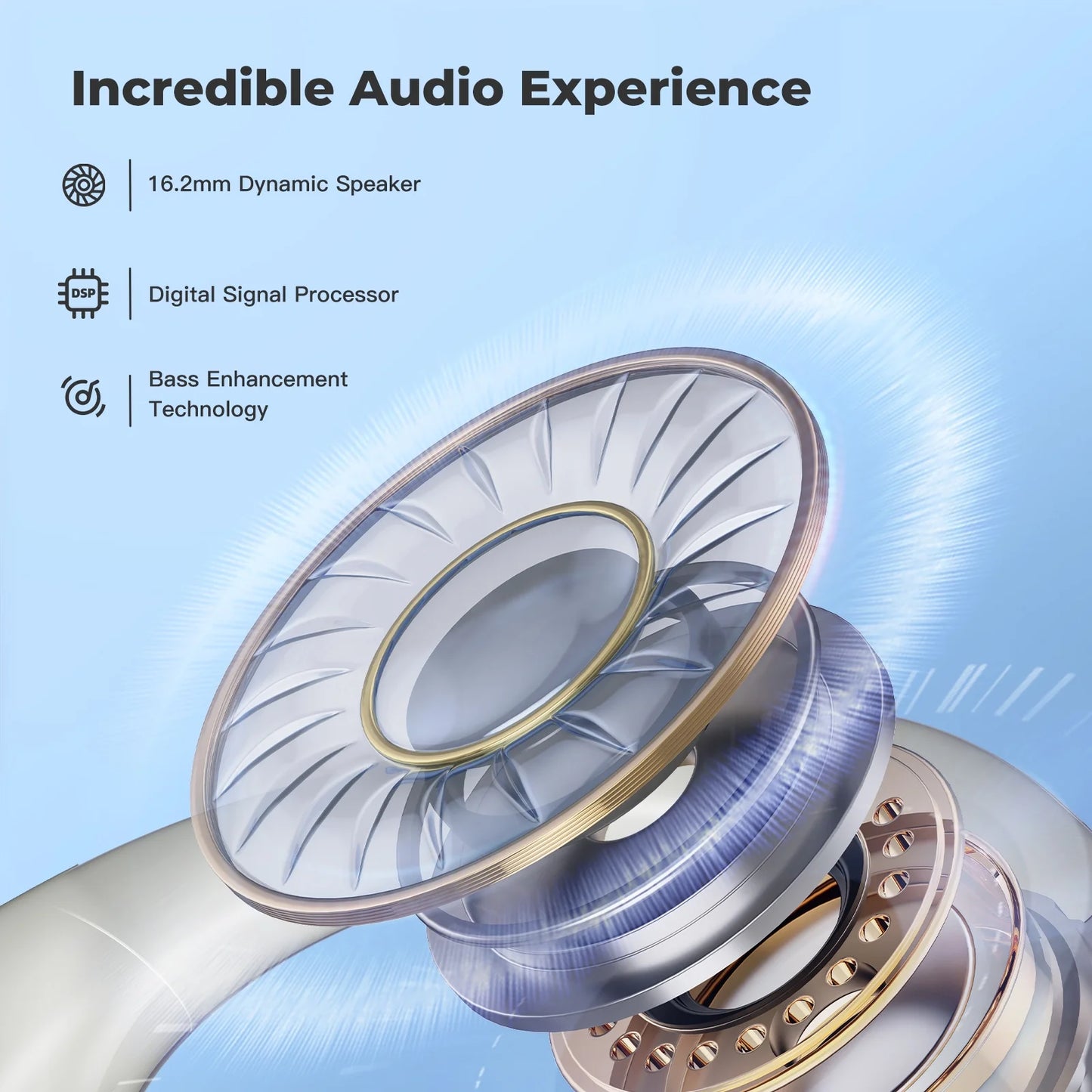 Open Ear Headphones Protect Your Ears, for Working, Running, Biking, Workout, IPX5 Waterproof Sports Headphones, Air Conduction Earbuds with Microphone, Bluetooth 5.3 Wireless Earphones