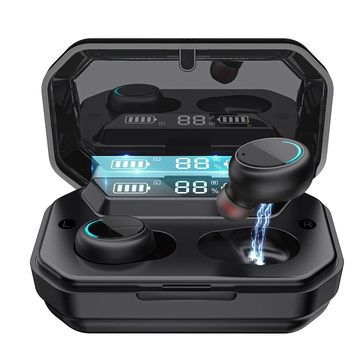 Wireless Earbuds Bluetooth 5.0 Headphones IPX7 Waterproof TWS Deep Bass Stereo Noise Cancelling Headset,W/ 140H Playtime USB-C Charging Case LED Battery Display for Sport Android/Ios
