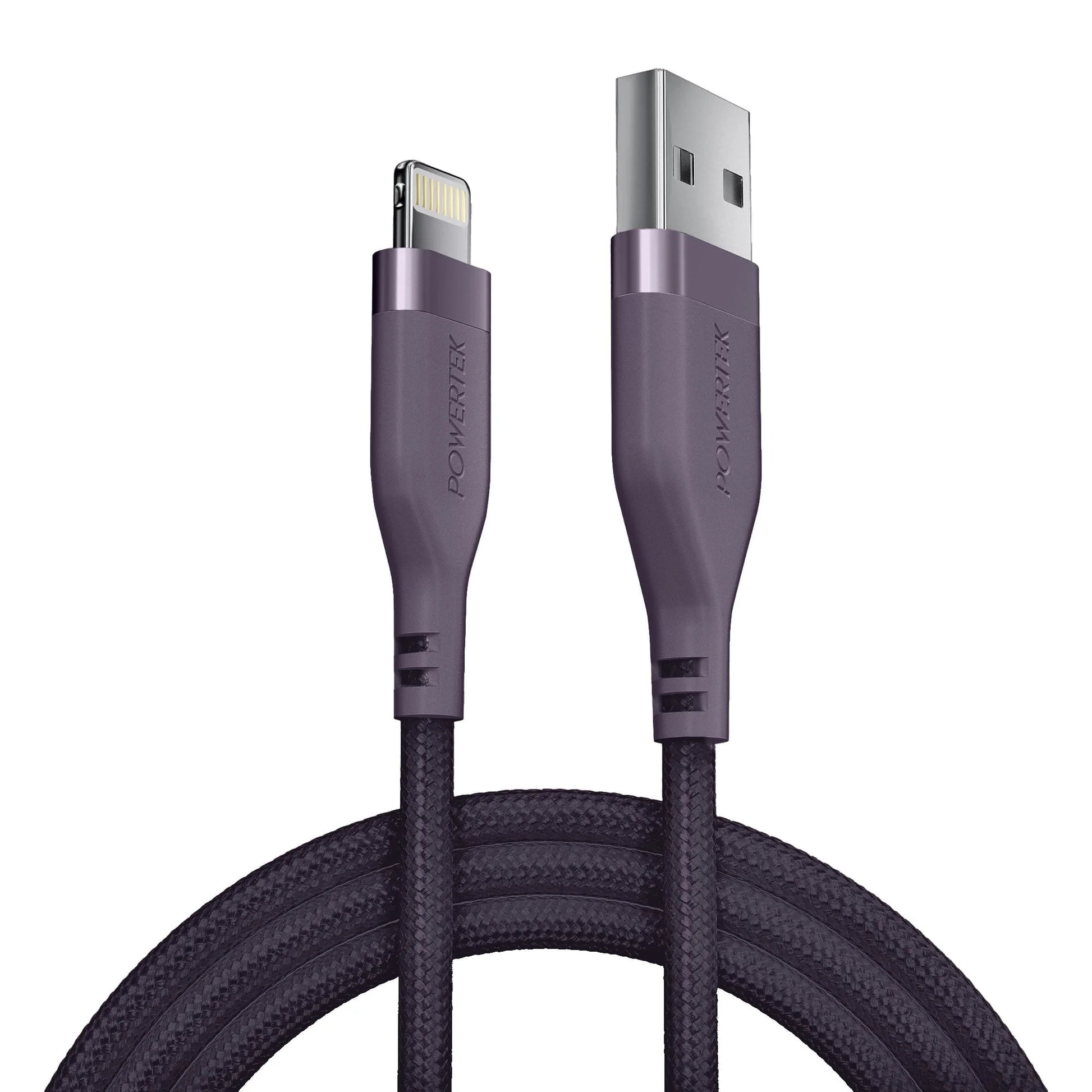 Powertek Premium Braided USB-A to Lightning Cable - Purple