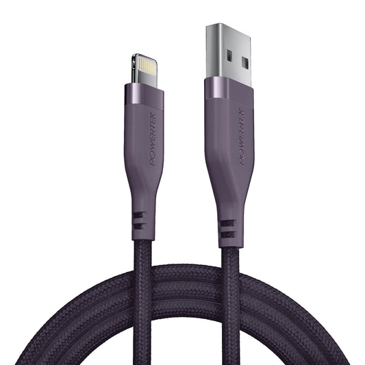 Powertek Premium Braided USB-A to Lightning Cable - Purple